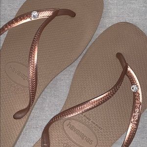 Havaianas Shoes - Havaianas Rose Gold Crystal Flip Flops Havaianas Shoes - Havaianas Rose Gold Crystal Flip Flops